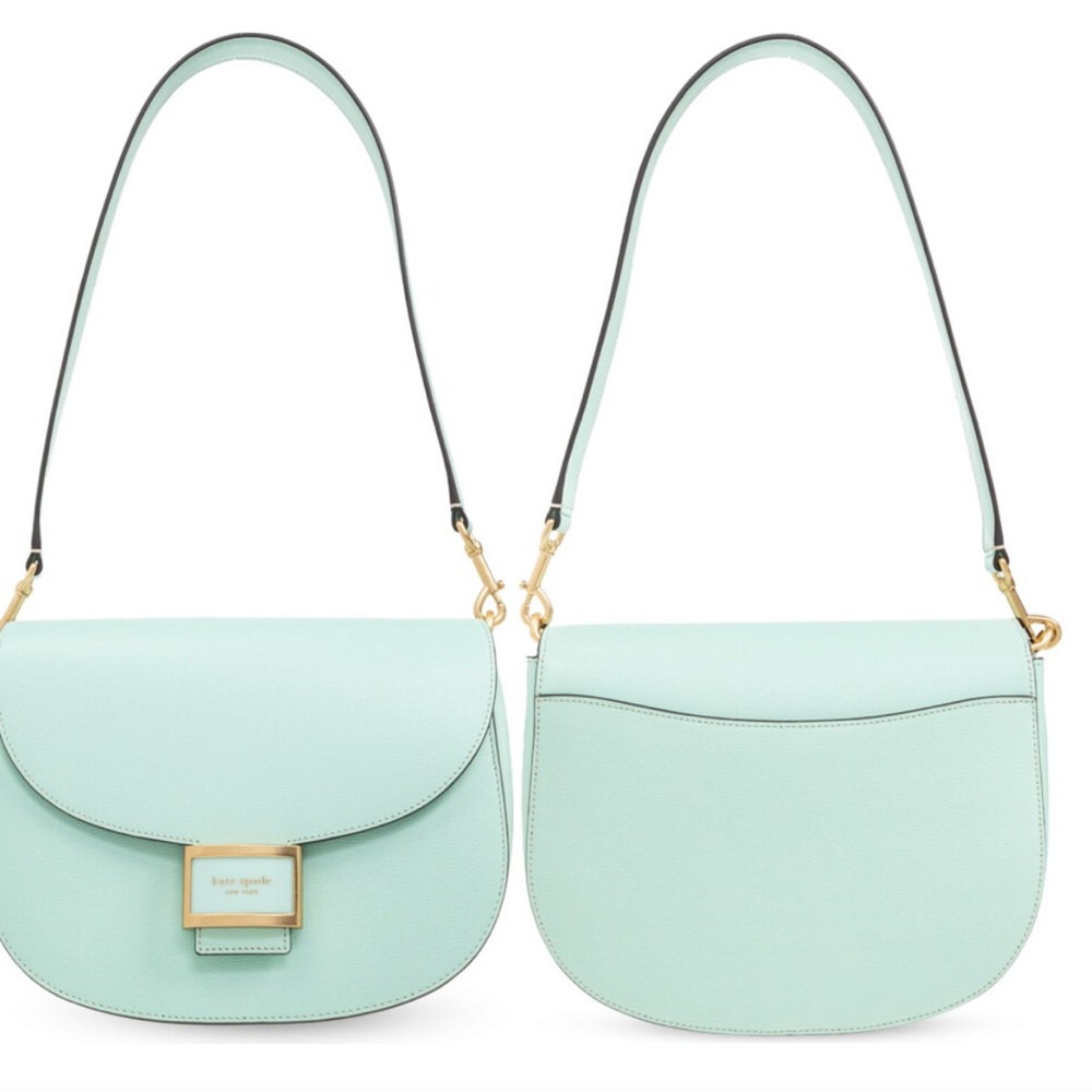 Kate Spade Katy Mint Lique Shoulder Bag with Gold Hardware & Crossbody Strap